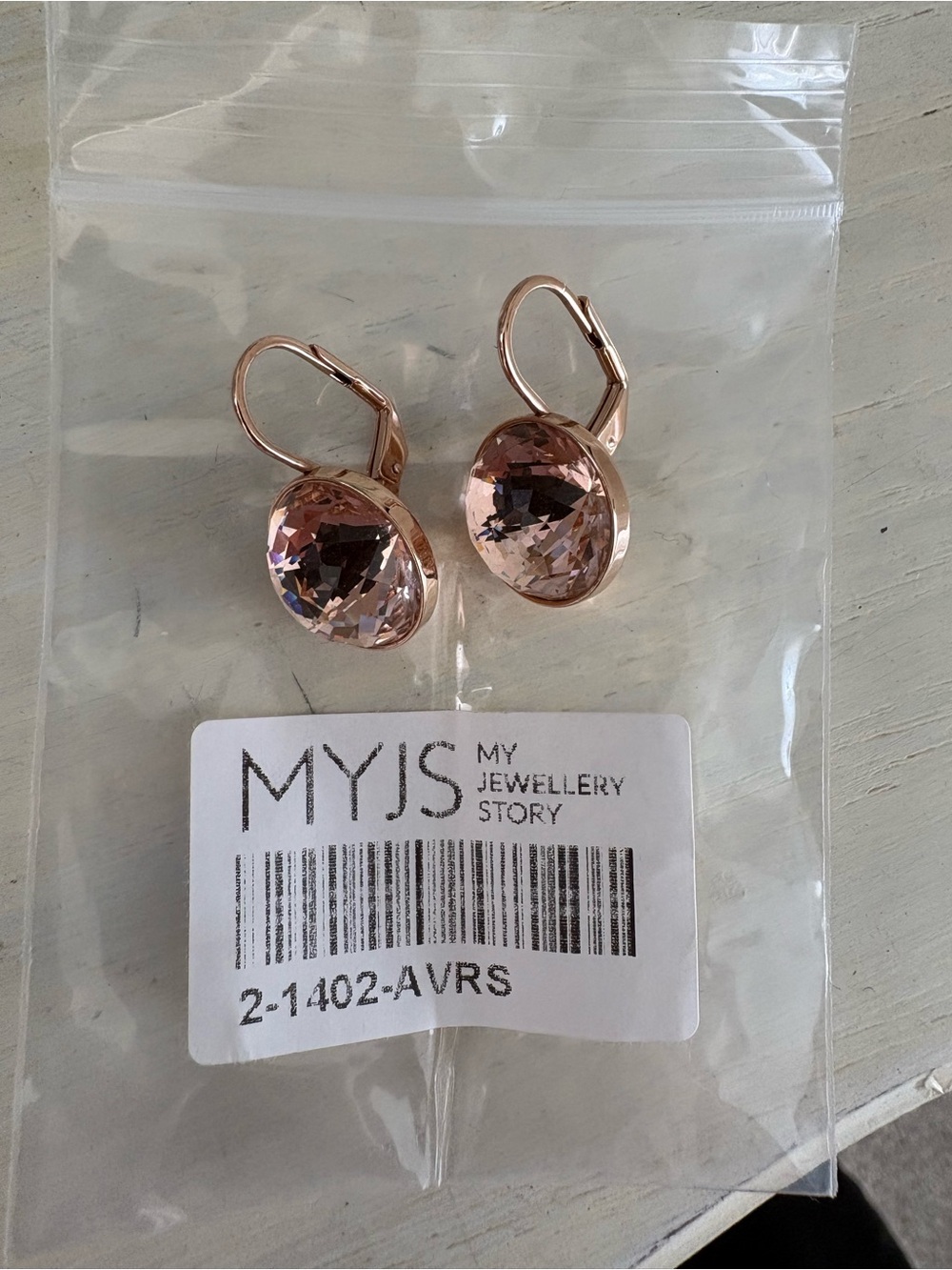 Rose Gold Pink Crystal Drop Earrings